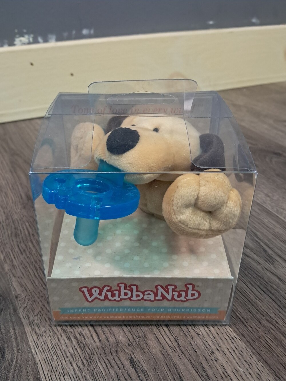 Wubbanub Infant Silicone Blue Pacifier Brown Puppy Plush BPA Latex Free NEW